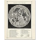 Antique Map of the Moon - 11x14 Unframed Art Print - Great Gift for Space Lovers and Astronomers