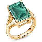 Gem Stone King 5-10 Cttw Gemstone Birthstone Solitaire Engagement Ring For Women | 18K Yellow Gold Plated Silver | 14X10MM Emerald Cut | Wedding Anniversary Ring | Available In Size 5, 6, 7, 8, 9