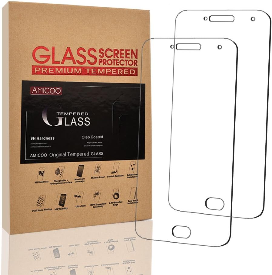 [2 PACK]MOTO G5 Plus Screen Protector Tempered Glass,AMICOO Flipcase [Bubble Free] [9H Hardness] [HD Clear] [Anti-Fingerprint] [Scratch-Resistant] / Case Friendly for Motorola MOTO G5 Plus
