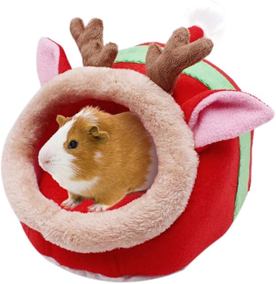 JanYoo Ferret Bed Ferret Supplies House Hide Ferret Cage Accessories (S,Reindeer)