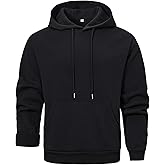 Gihuo Hoodies for Men Casual Essentials Hoodie Fleece Lined Cotton Pullover Mens Sweatshirt with Pockets