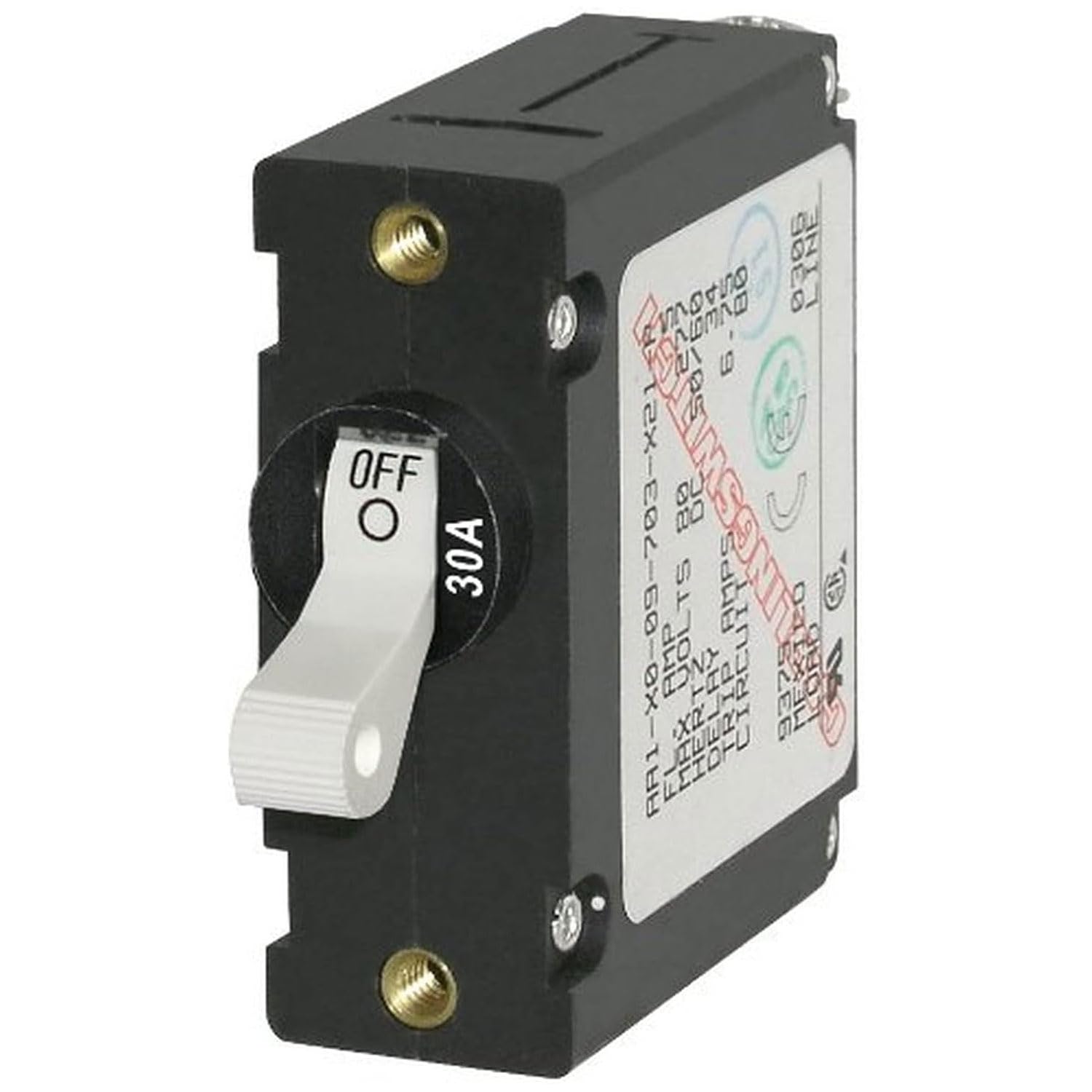 Photo 1 of Blue Sea Systems 7222 A-Series White Toggle Circuit Breaker, Single Pole, 30A