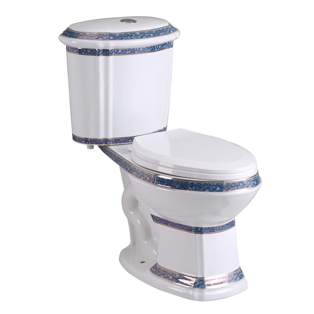 India Reserve Elongated TwoPiece Bathroom Toilet In Blue Finish 0.8