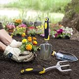 Showvigor Garden Tool Set 3 Piece Aluminum Kit Rake Shovel Trowel Yellow view 6