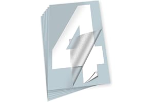 iSYFIX White Vinyl Number 4 (Four) Stickers - 6 Pack 8 inch Self Adhesive - Premium Decal Die Cut & Pre-Spaced for Mailbox, Signs, Door, Cars, Trucks, Home, Business, Address Number, Indoor & Outdoor