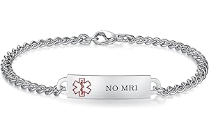 AOAMID 6.5"-8.5" Medical alert id bracelets for Women Stainless steel Medical Bracelets with Free engraving