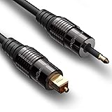 FosPower (3 Feet) 24K Gold Plated Toslink to Mini Toslink Digital Optical S/PDIF Audio Cable with Metal Connectors & Strain-R