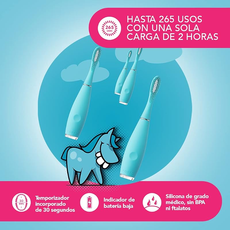 ISSA kids Cepillo sónico para niños 5-12 - TRUE BLUE PONY