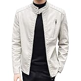 Womleys Mens Casual Stand Collar Slim Fit Faux Leather Jacket Biker Motorcycle Jacket