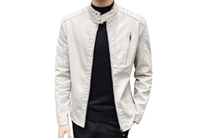 Womleys Mens Casual Stand Collar Slim Fit Faux Leather Jacket Biker Motorcycle Jacket