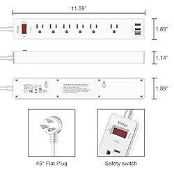 10 Ft Power Strip Surge Protector - Yintar