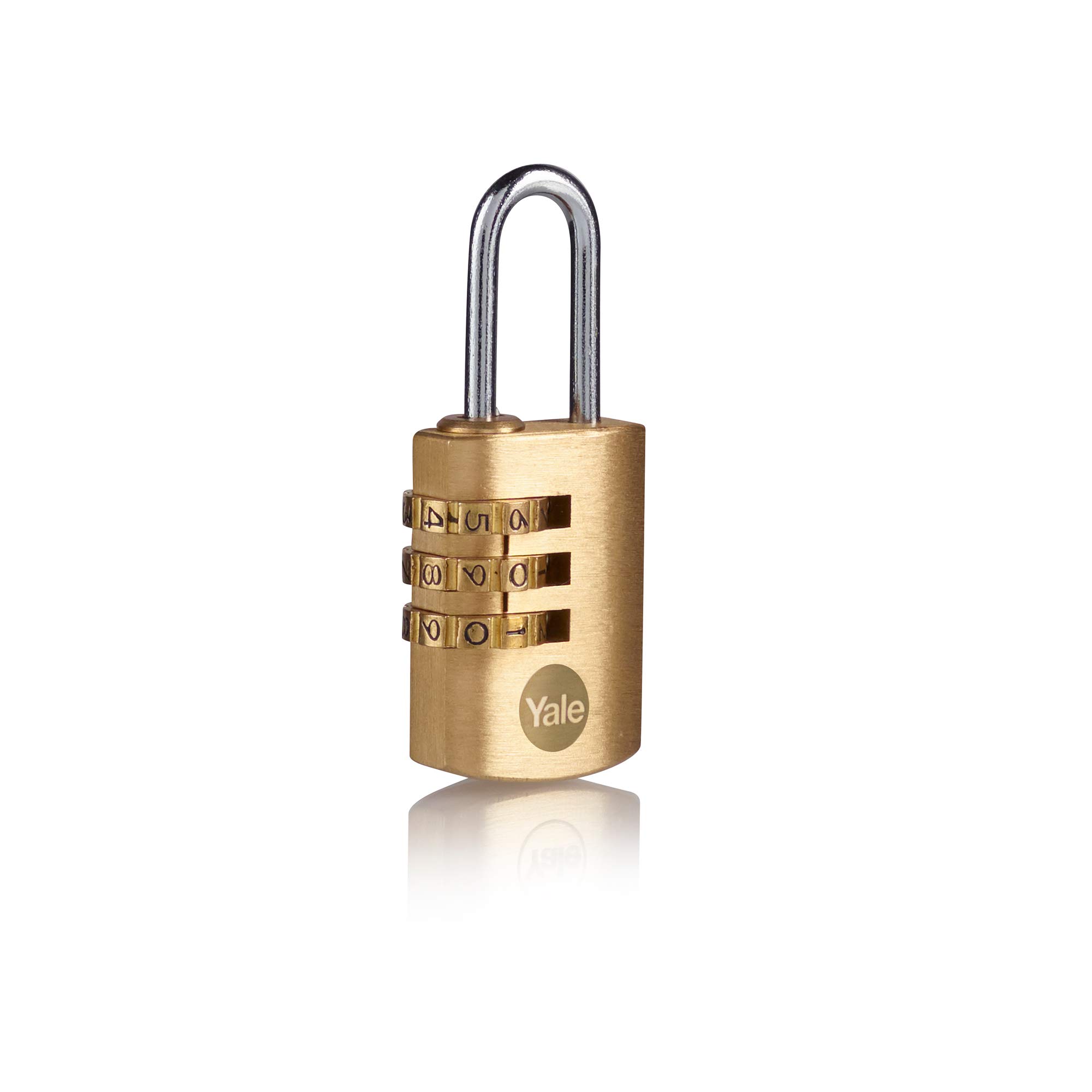 Yale - Y150B/22/120/1/B Standard Security 22mm Brass Combination Padlock - Open Steel Shackle - 3 Digit Combination Lock