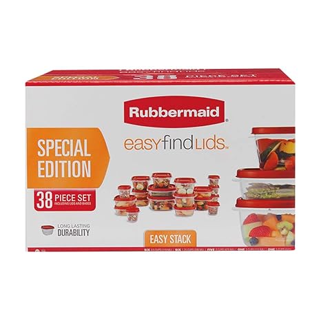 Image result for Rubbermaid Easy Find Lids Food Storage Containers 38 piece