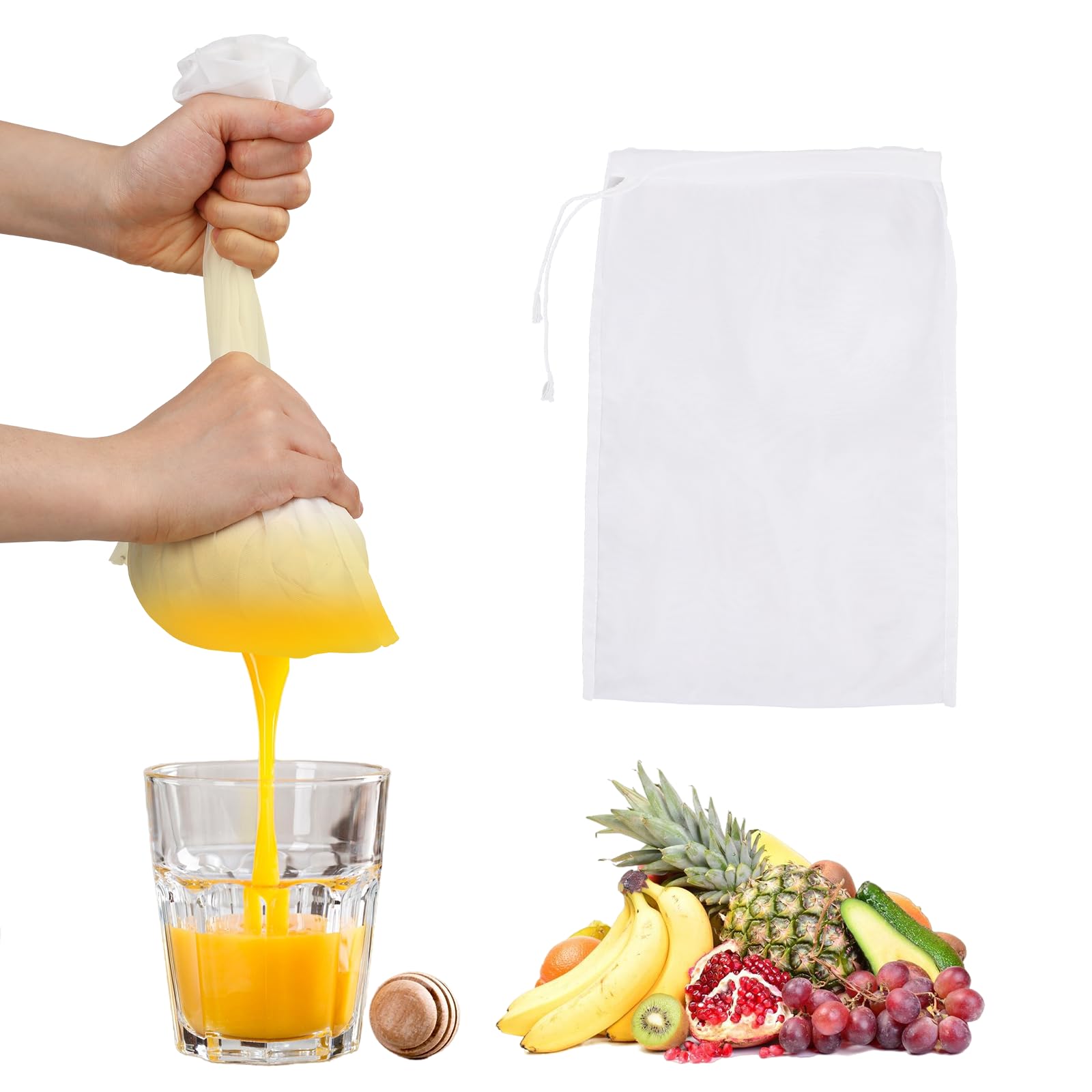 Photo 1 of 6 Pack Nut Milk Bag Reusable Nylon Cheese Cloth Bag for Straining Washable Nut Bag Strainer 12×8 In Fine Mesh Bag Strainer for Straining Fruit Juice Coffee Tea Yogurt Cheese Tofu Cold Brew Filter Bag