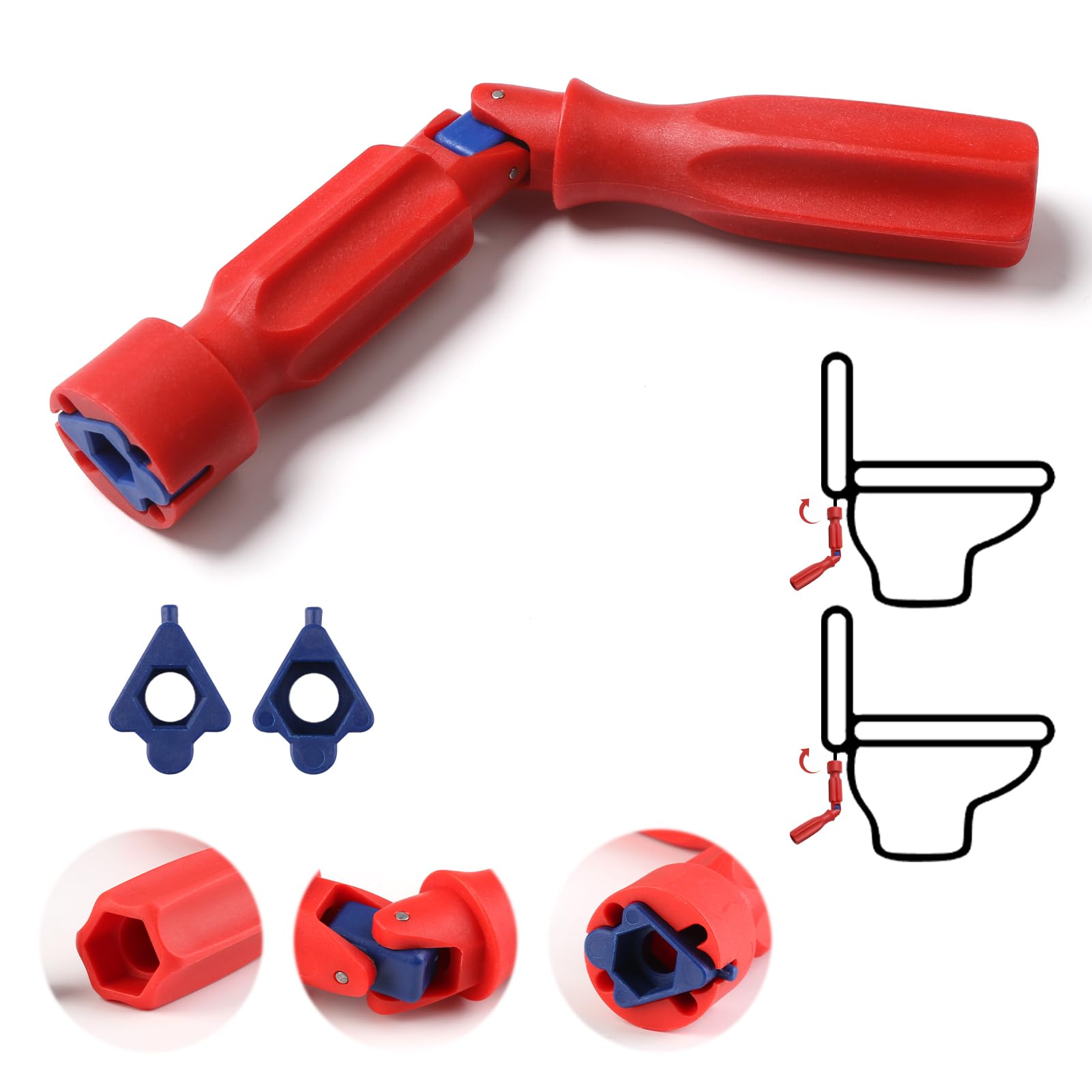 Universal Toilet Seat Spanner Plumbing Tool with 1 Replacement Head Durable Plastic Adjustable Hinge Spanner for Tightening Removing Installing and Repairing Universal Toilet Seat Fitting Tool