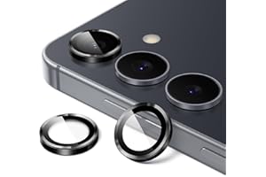 JETech Camera Lens Protector for Samsung Galaxy S25 FE, 9H Tempered Glass Metal Individual Ring Cover, HD Clear, 1 Set (Black