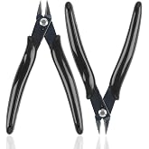 2 Pack Micro Wire Cutter, 5 Inches Flush Cutters, Black Side Cutters | Hard and Sharp Diagonal Cutters. With Built-in Reset Spring and Non-slip Handle. For Jewelry Making, Electronics, Models