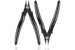 OPVIXI 2 Pack Micro Wire Cutters, 5 Inches Flush Cutters Pliers, Diagonal Side Cutters Nippers, Zip Tie Sprue Cutter for Electronics, Plastic Models, Jewelry (Black)