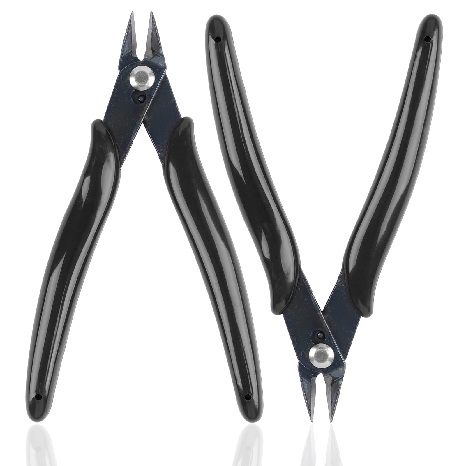 Photo 1 of 2 Pack Micro Wire Cutters, 5 Inches Flush Cutters Pliers, Diagonal Side Cutters Nippers, Zip Tie Sprue Cutter for Electronics, Plastic Models, Jewelry (Black)
