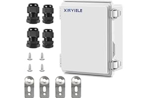 XINYIELE Waterproof Outdoor Project ABS Plastic Junction Box IP67 Weatherproof Dustproof Enclosure with Hinged Cover, Mounting Plate,Wall Brackets for Power Project (8.7"X6.7"X4.5")