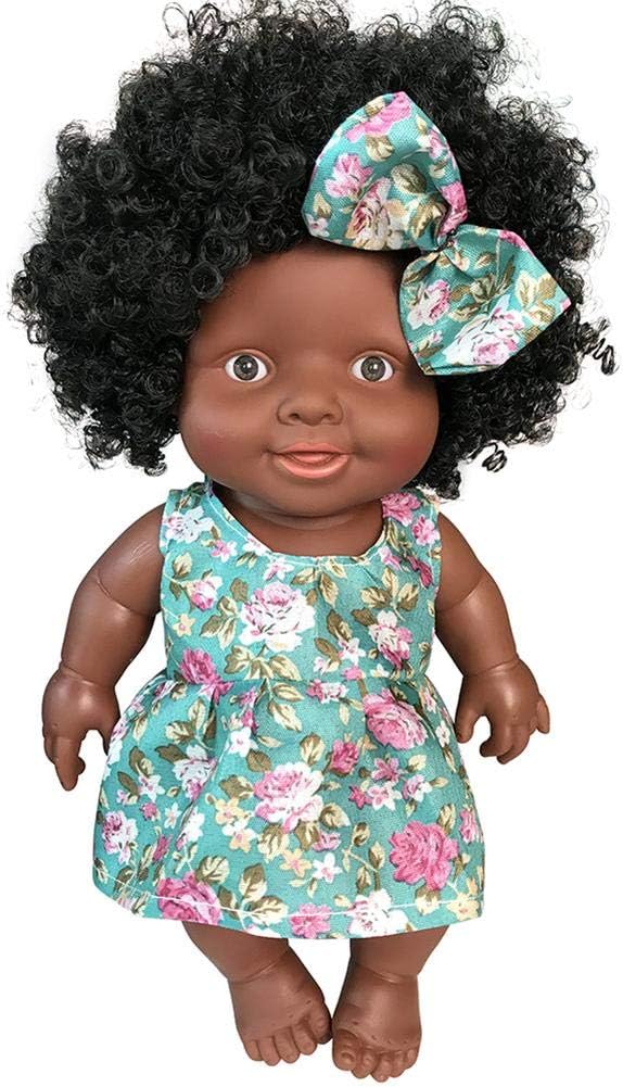 Szseven Baby Doll Silicone Black Girl Dolls African American Interactive Games Toys Dolls For Children 10 inch Play Doll for Kids