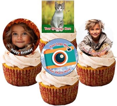 Goggly 30 x Pre Cut Personalised Photo/Your Logo Cupcake Toppers Edible Wafer