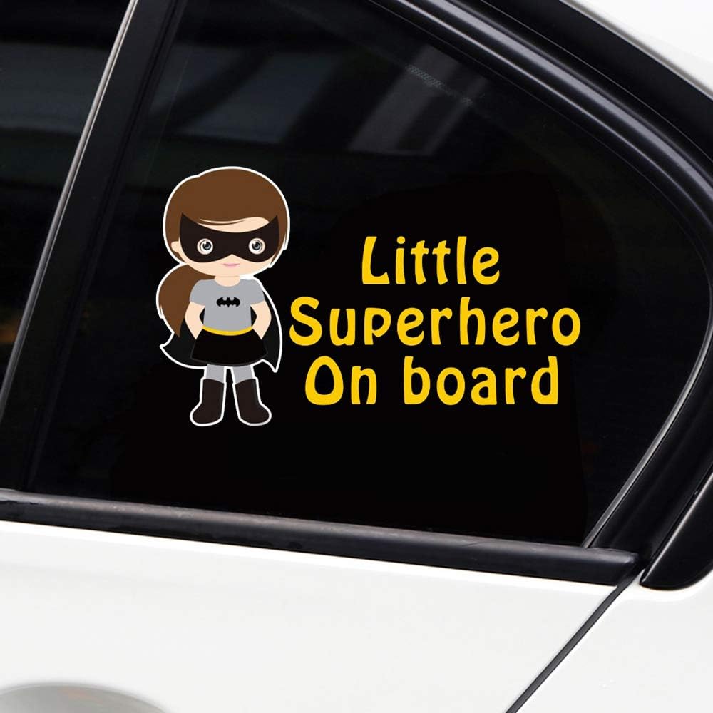 vylymuses Little Superhero Baby On Board Stickers Funny Batman/DC Comics Reflective Car Stickers, Kids Window Decals for Vehicles, Vinyl Window Sticker for Car, Truck or Laptop(Type H 16x10cm)