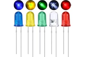 EBOOT 100 Pieces Clear LED Light Emitting Diodes Bulb LED Lamp, 5 mm (5 Colors)