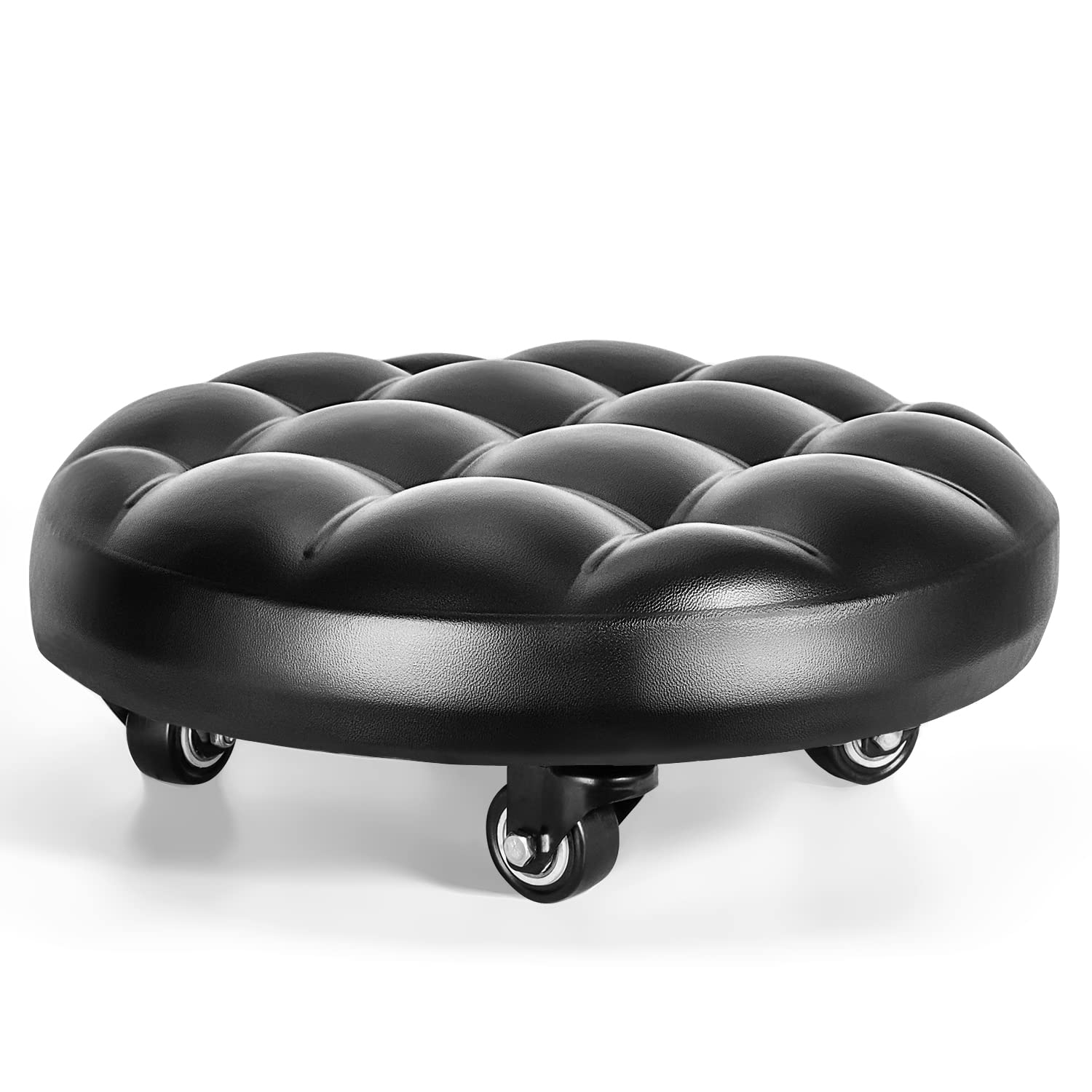 Photo 1 of FLOLXNB Low Height Rolling Stool with 360°Swivel Caster, Low Roller Seat Wheel Stool Chair, PU Leather Rolling Stool Heavy-Duty and Sturdy, Movable Mini Stool for Home Office Garage Shop Fitness Sport