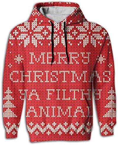 WBXWHYZ Merry Christmas Ya Filthy Animal Men's Novelty Fashion Long Sleeve Hoodie Lightweight For Young and Reckless Pullover