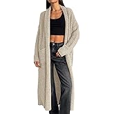 Saodimallsu Womens Open Front Long Cardigan Sweaters Oversized Chunky Fuzzy Lapel Fall 2025 Trendy Duster Sweater Coats