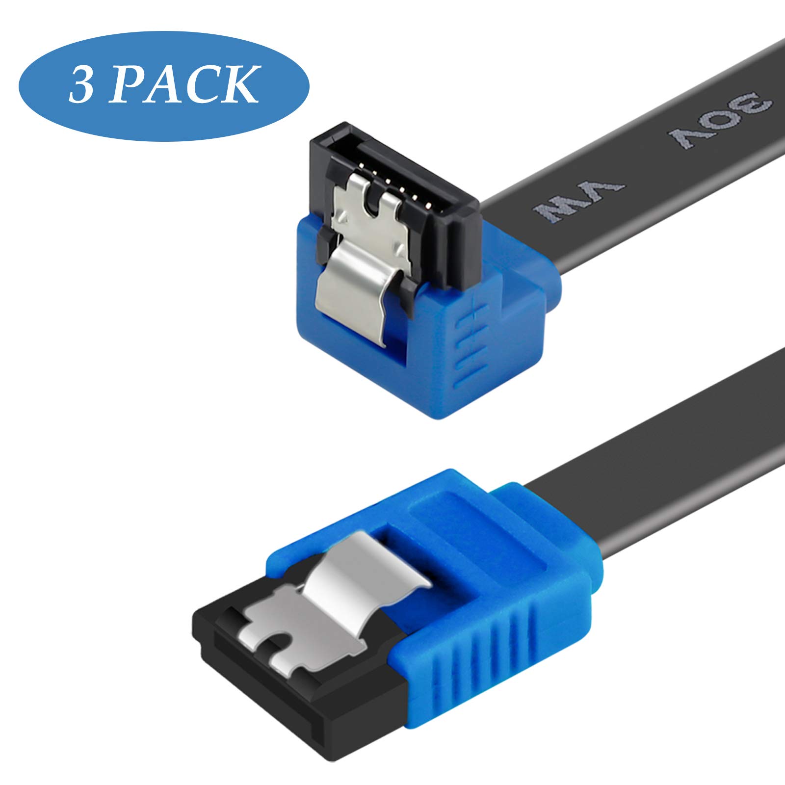 SATA Cable III, Benfei 3 Pack SATA Cable III 6Gbps 90 Degree Right
