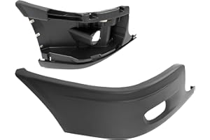 HECASA Front Bumper End Cap & Reinforcement Compatible with 2008-2017 Freightliner Cascadia Bumper Cover End Corner Extension Inner Mount Support W/Fog Light Holes Black - Passenger Side