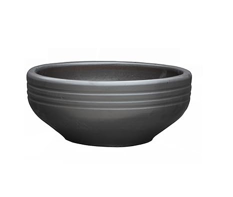 Hentschke Keramik Pflanzschale Grabschale Deko-Schale frostfest Ø 50 x 23 cm, Anthrazit 034.050.70 mit Bodenloch