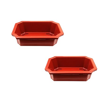 SHOPMEFAST Plastic Bonsai Tray Flower Pot, Brown, Standard, 2 Pieces