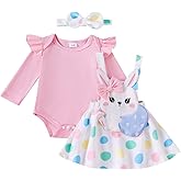 Bonangber Newborn Baby Girl Valentines Day Outfit Long Sleeve Romper Bodysuit Suspender Skirt Set Cute Baby Winter Clothes