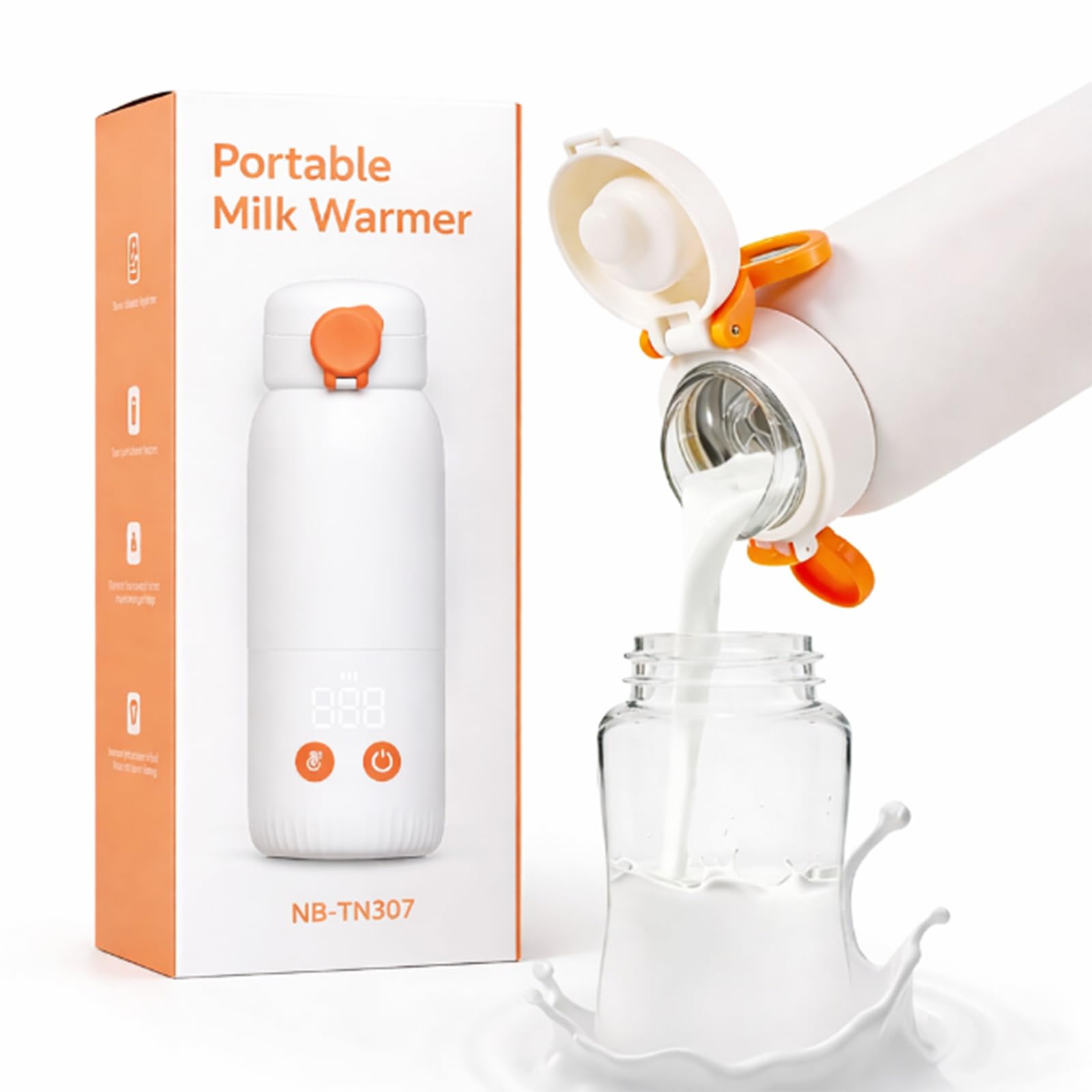 Photo 1 of Portable Bottle Warmer for Travel, 2-Minute Fast Heating 4-Level Precise Temperature Control 12oz Large Capacity Baby Milk Warmer On-the-Go for Breastmilk & Formula Long Battery Life for Night Feeding