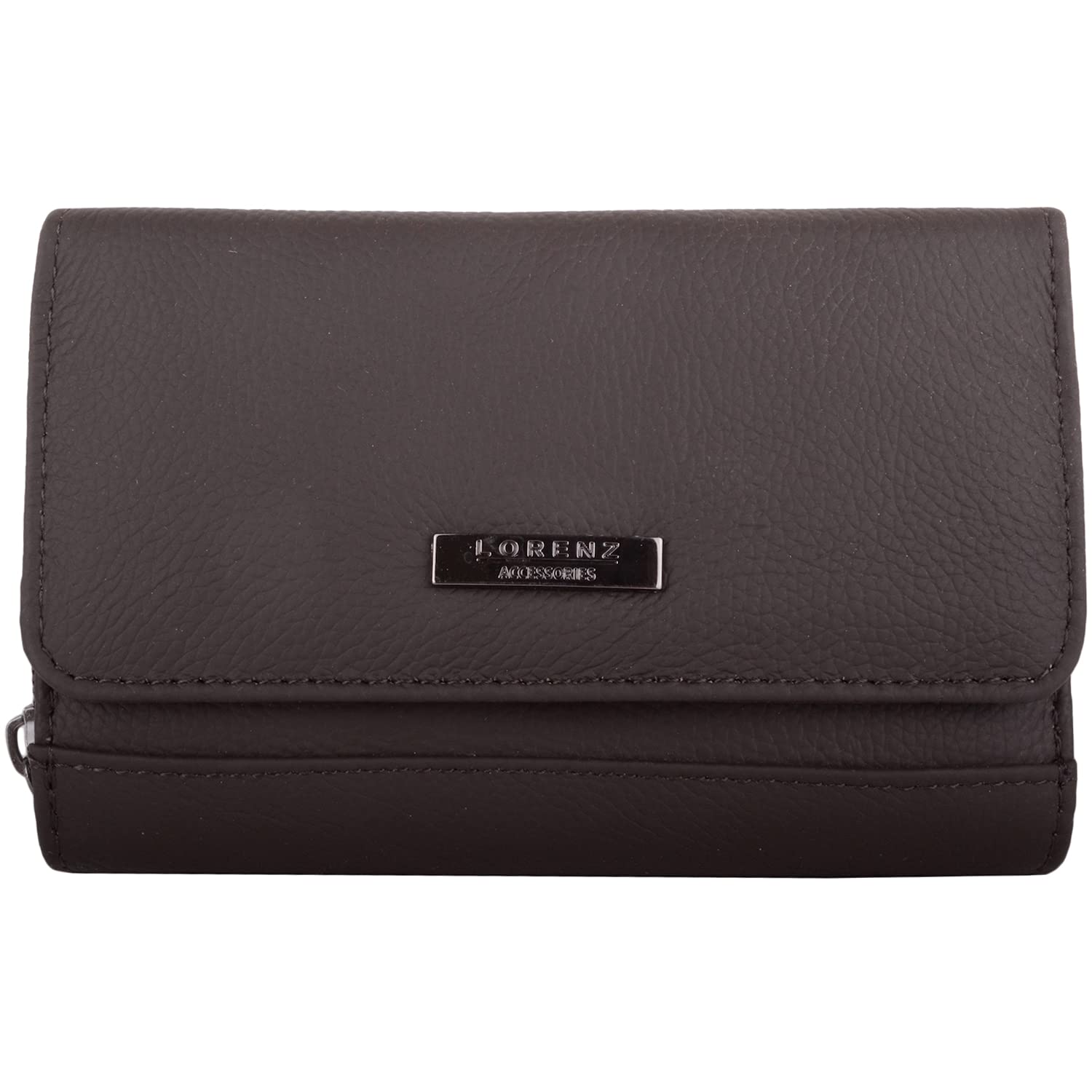 Valita Womens Large Leather RFID Protected Tri-Fold Coin Notes Credit Card Holder Purse Wallet - Dark Brown