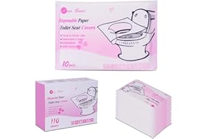 Flushable Paper Toilet Seat Covers, 11 Packs 110 Pieces, for Adults and Kids Potty Training, 100% Biodegradable - Travel Acce
