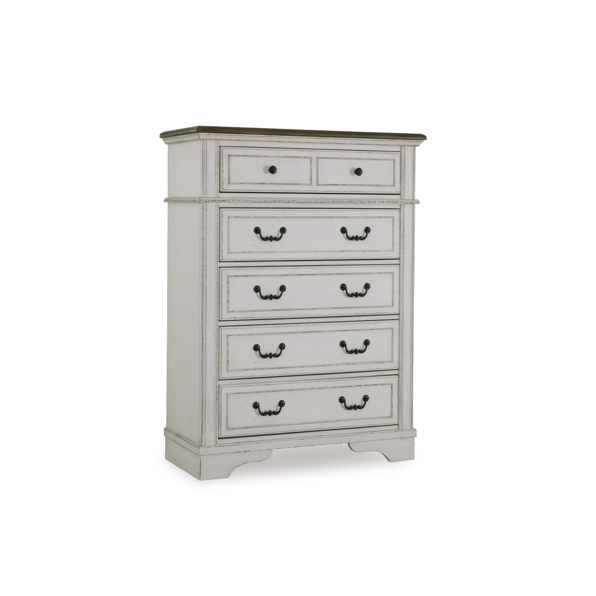 View 1 of Signature Design by Ashley Blendon Traditional 5-Drawer Chest of Drawers with Safety Stop, White & Dark Brown