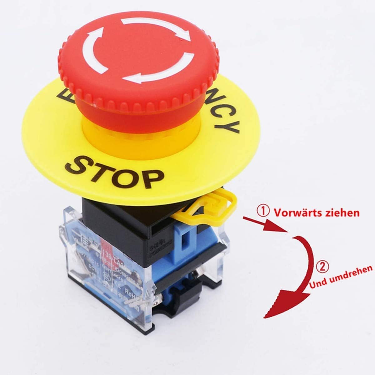 Taiss/AC 440V 10A Red Mushroom Emergency Stop Push Button Switch 22mm NO NC Pushbutton Switches LA38-11ZS - Image 4
