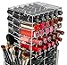 N2 Makeup Co Spinning Acrylic Makeup Organizer Carousel, Holds 72 Lipstick Holder Slots, Brushes & 16 Powder Compact Cases, Clear Cosmetics Storage Box