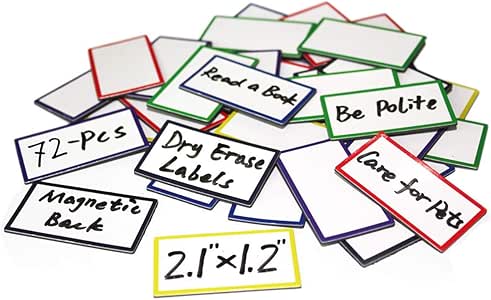 Amazon.com : Magnetic Dry Erase Labels Rectangle, 72Pcs Small Name Plates Tags White Board ...