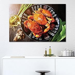 Canvas Wall Art - Red Crabs on a Plate - Giclee Print Gallery Wrap Modern Home Art Ready to Hang - 12x18 inches