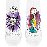 Nightmare Before Christmas Disney The Jack and Sally Stemless Fluted Glassware, Set of 2 | Toasting Champagne Glass Cups For Wine, Mimosas | Home Barware Decor, Kitchen Essentials, Housewarming Gifts