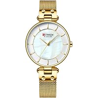 Curren CR-9056-Gold White Analog Watch - for Girls