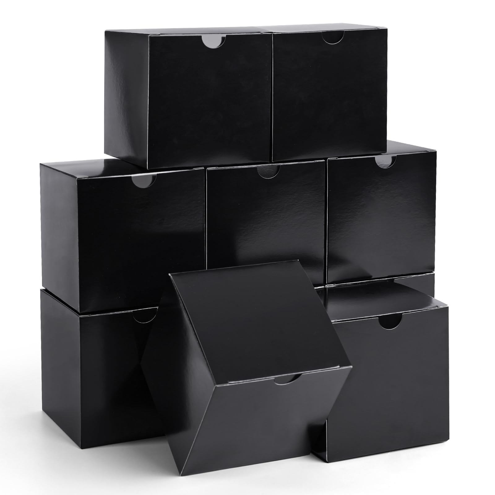 Photo 1 of Shindel 50PCS Small gift boxes, 4x4x4 inch Candy Treat Boxes Mini Cardboard Boxes Favor Boxes Black Gift Boxes for Birthday Bridal Shower Wedding Halloween
