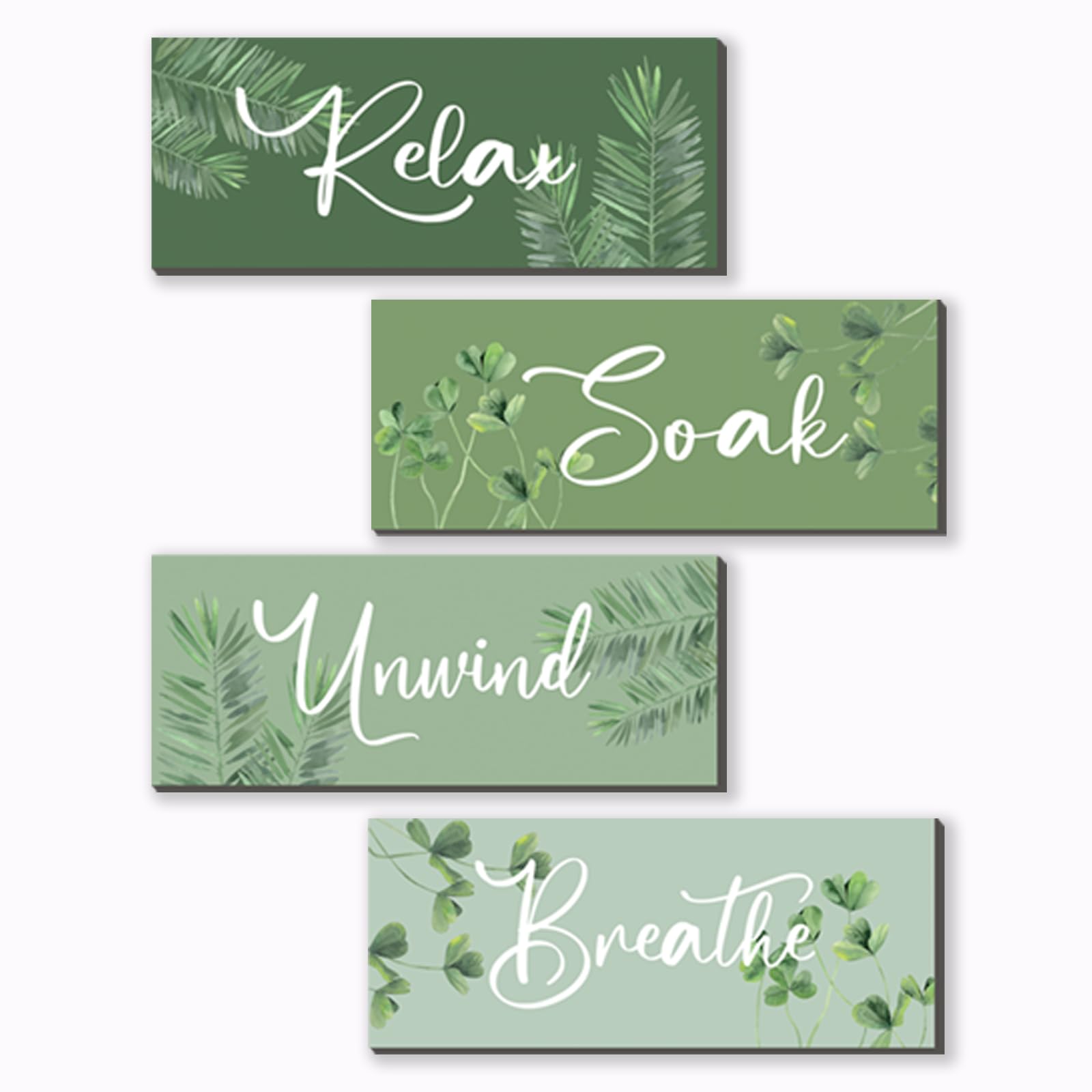 Photo 1 of ONIZHITY 4 Pcs Sage Green Bathroom Wall Decors Relax Soak Unwind Breathe Wooden Word Sign Rustic Sage Bathroom Accessories For Bedroom Living Room Office Decorations(Green 10X4 Inch)