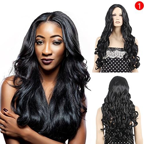 180 Density Long Loose Curly Synthetic Lace Front Wigs Black Color Hair for Fashion Women