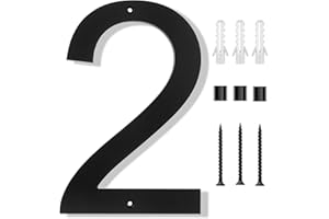 Takytao 8 Inch house numbers for outside, Large Modern Black House Numbers Floating Acrylic Door Numbers with Nail Kits, Easy to Install for Exterior House Address Mailbox Garage Street Yard(Number 2)